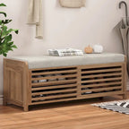 Panca contenitore "shutter" invecchiato con impiallacciatura in acacia per un tocco retrò in soggiorno o ingresso (Blu Navy)