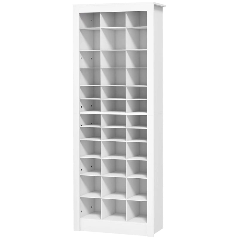 Scarpiera stretta da 71 pollici, mobile scarpiera per ingresso con cubi aperti per 36 paia, bianco