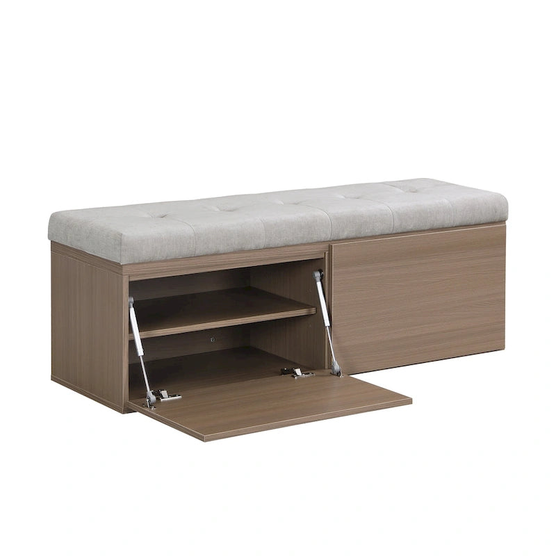 49 Scarpiera Panca da Ingresso Mobiletto Porta Scarpe Contenitore Pouf con Sedile Imbottito e Doppie Ante per Ingresso, Camera da Letto