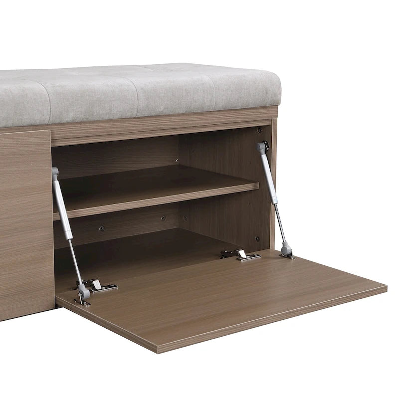 49 Scarpiera Panca da Ingresso Mobiletto Porta Scarpe Contenitore Pouf con Sedile Imbottito e Doppie Ante per Ingresso, Camera da Letto