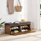 49 Scarpiera Panca da Ingresso Mobiletto Porta Scarpe Contenitore Pouf con Sedile Imbottito e Doppie Ante per Ingresso, Camera da Letto