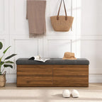 49 Scarpiera Panca da Ingresso Mobiletto Porta Scarpe Contenitore Pouf con Sedile Imbottito e Doppie Ante per Ingresso, Camera da Letto