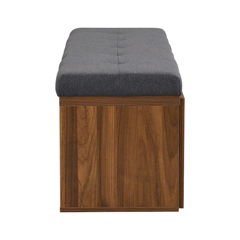 49 Scarpiera Panca da Ingresso Mobiletto Porta Scarpe Contenitore Pouf con Sedile Imbottito e Doppie Ante per Ingresso, Camera da Letto