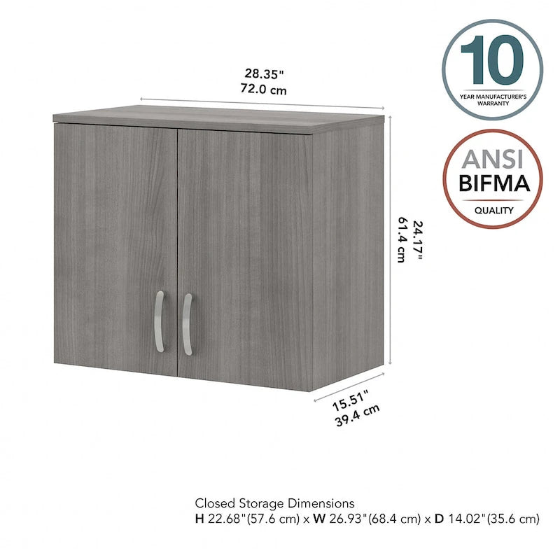 Pensile a muro 28W x 16D x 24H con ante e ripiani regolabili – Grado commerciale