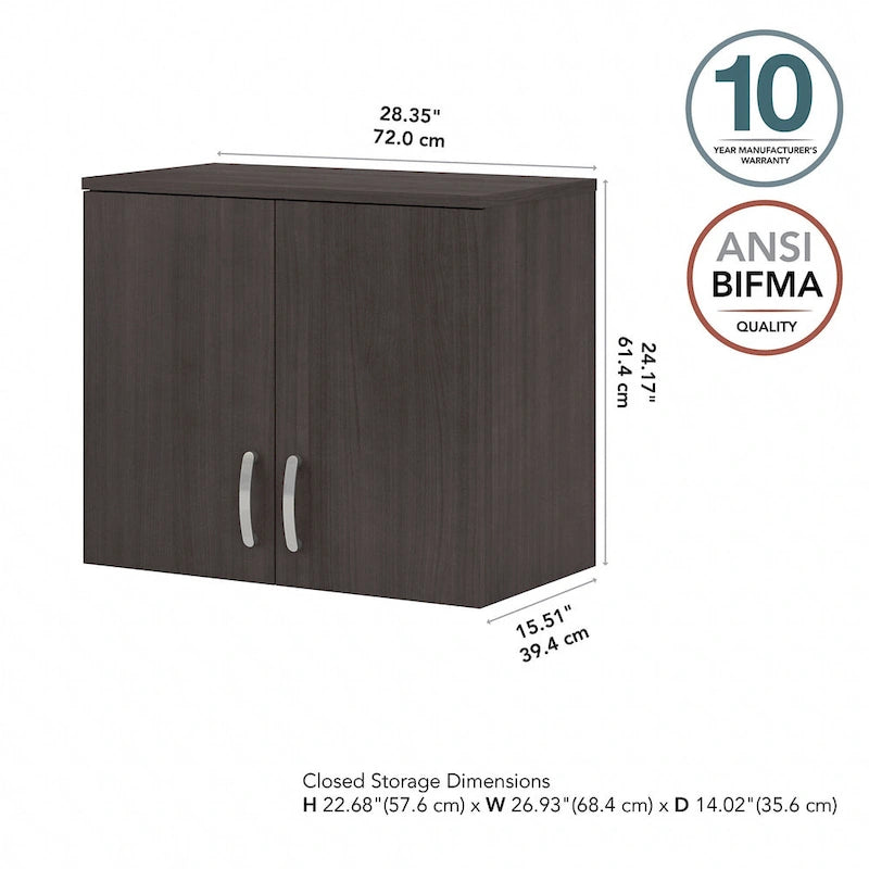 Pensile a muro 28W x 16D x 24H con ante e ripiani regolabili – Grado commerciale
