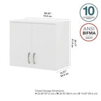 Pensile a muro 28W x 16D x 24H con ante e ripiani regolabili – Grado commerciale