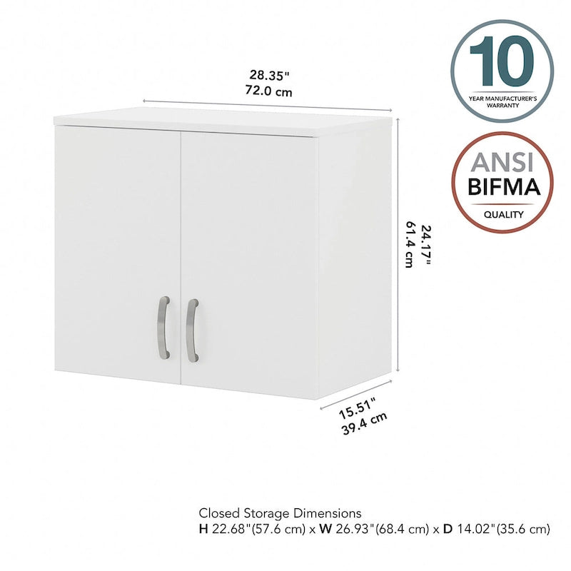 Pensile a muro 28W x 16D x 24H con ante e ripiani regolabili – Grado commerciale
