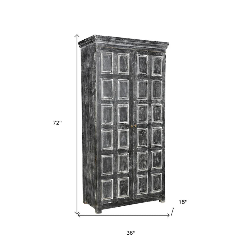 Dispensa o armadio portaoggetti in legno massello grigio scuro 72 - 36" X 72" X 18"