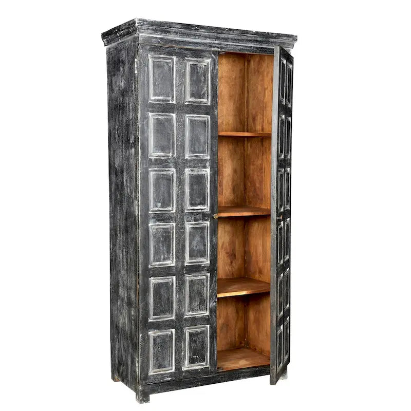 Dispensa o armadio portaoggetti in legno massello grigio scuro 72 - 36" X 72" X 18"
