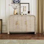 Credenza Curva Retrò Minimalista con Maniglie Dorate e Divisori Regolabili per Soggiorno o Sala da Pranzo