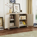 Credenza Curva Retrò Minimalista con Maniglie Dorate e Divisori Regolabili per Soggiorno o Sala da Pranzo
