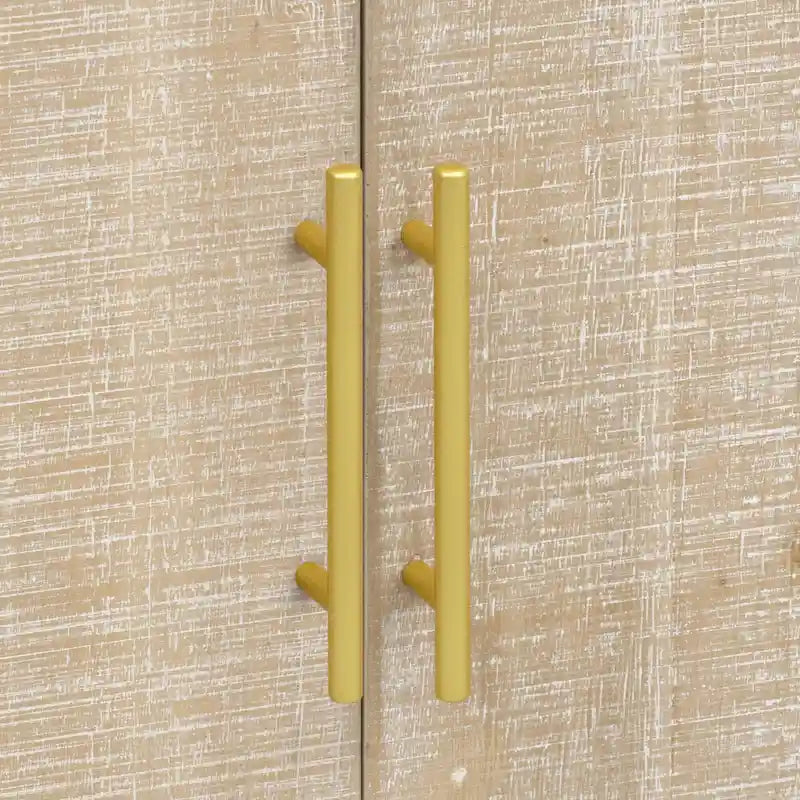 Credenza Curva Retrò Minimalista con Maniglie Dorate e Divisori Regolabili per Soggiorno o Sala da Pranzo
