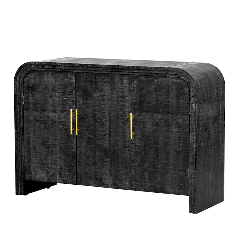Credenza Curva Retrò Minimalista con Maniglie Dorate e Divisori Regolabili per Soggiorno o Sala da Pranzo