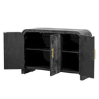Credenza Curva Retrò Minimalista con Maniglie Dorate e Divisori Regolabili per Soggiorno o Sala da Pranzo