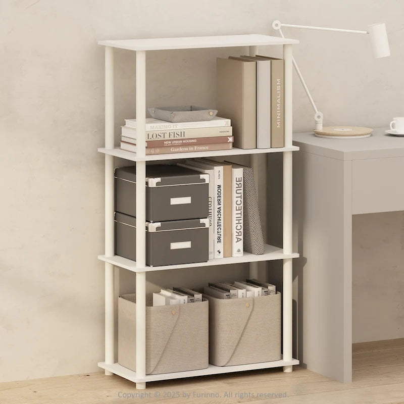 Scaffale multiuso a 4 ripiani – Libreria e unità di scaffalatura, Bianco/Bianco