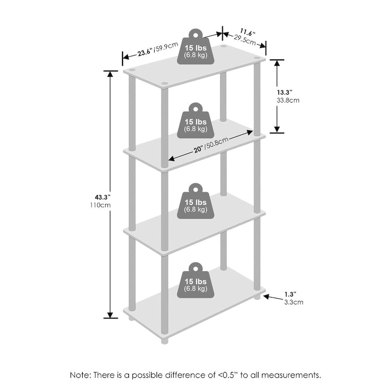 Scaffale multiuso a 4 ripiani – Libreria e unità di scaffalatura, Bianco/Bianco