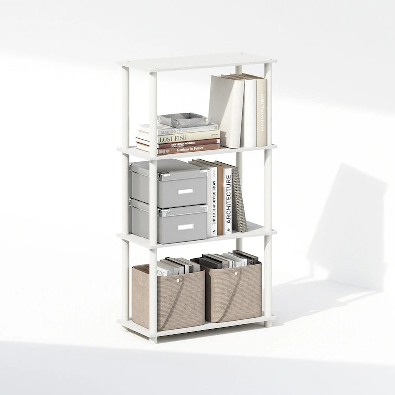 Scaffale multiuso a 4 ripiani – Libreria e unità di scaffalatura, Bianco/Bianco