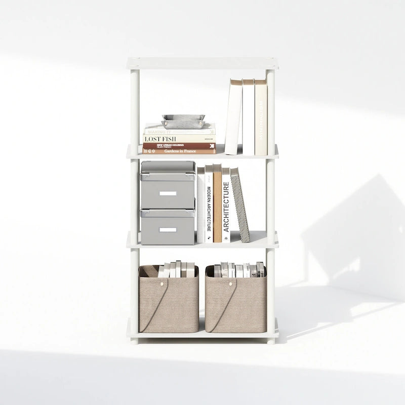 Scaffale multiuso a 4 ripiani – Libreria e unità di scaffalatura, Bianco/Bianco