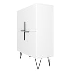 Credenza bassa Mid-Century moderna con 4 ripiani e gambe in metallo a spillo – H 43.7