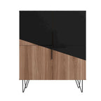 Credenza bassa Mid-Century moderna con 4 ripiani e gambe in metallo a spillo – H 43.7