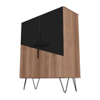 Credenza bassa Mid-Century moderna con 4 ripiani e gambe in metallo a spillo – H 43.7
