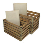 Set di due panche portaoggetti in legno marrone a doghe e imbottite con piano apribile - 23,7 L x 14 P x 17,5 H
