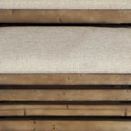 Set di due panche portaoggetti in legno marrone a doghe e imbottite con piano apribile - 23,7 L x 14 P x 17,5 H