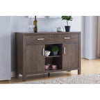 Madia 47W, mobile contenitore per sala da pranzo, credenza da buffet con due armadietti, due cassetti, due ripiani aperti