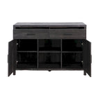 Madia 47W, mobile contenitore per sala da pranzo, credenza da buffet con due armadietti, due cassetti, due ripiani aperti