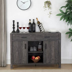 Madia 47W, mobile contenitore per sala da pranzo, credenza da buffet con due armadietti, due cassetti, due ripiani aperti