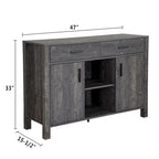 Madia 47W, mobile contenitore per sala da pranzo, credenza da buffet con due armadietti, due cassetti, due ripiani aperti