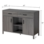 Madia 47W, mobile contenitore per sala da pranzo, credenza da buffet con due armadietti, due cassetti, due ripiani aperti