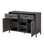 Madia 47W, mobile contenitore per sala da pranzo, credenza da buffet con due armadietti, due cassetti, due ripiani aperti