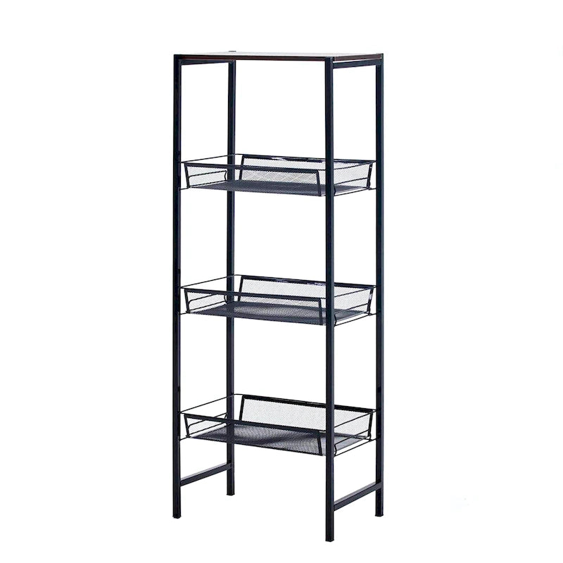 Scaffali portaoggetti a 3 ripiani con vassoi a rete e struttura in metallo – 44L x 23P x 111,5A cm