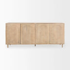 Madia Tucker marrone chiaro in legno massello con ante decorate - 71,75L x 30A x 15P