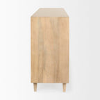 Madia Tucker marrone chiaro in legno massello con ante decorate - 71,75L x 30A x 15P