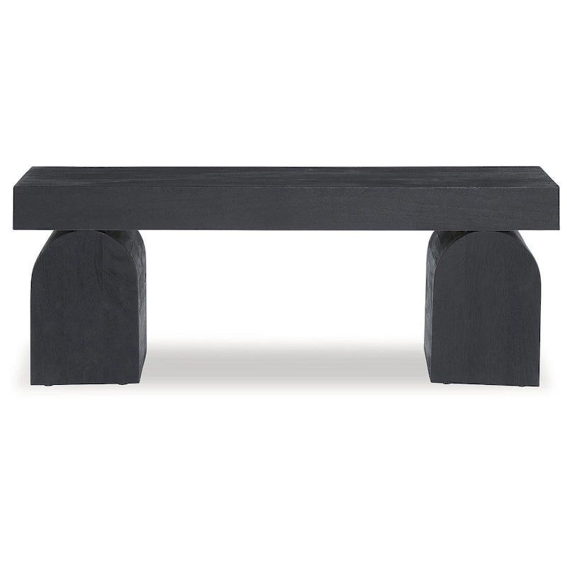 Panchina d'accento nera in legno massello con finitura sabbiata – 50W x 16D x 18.25H