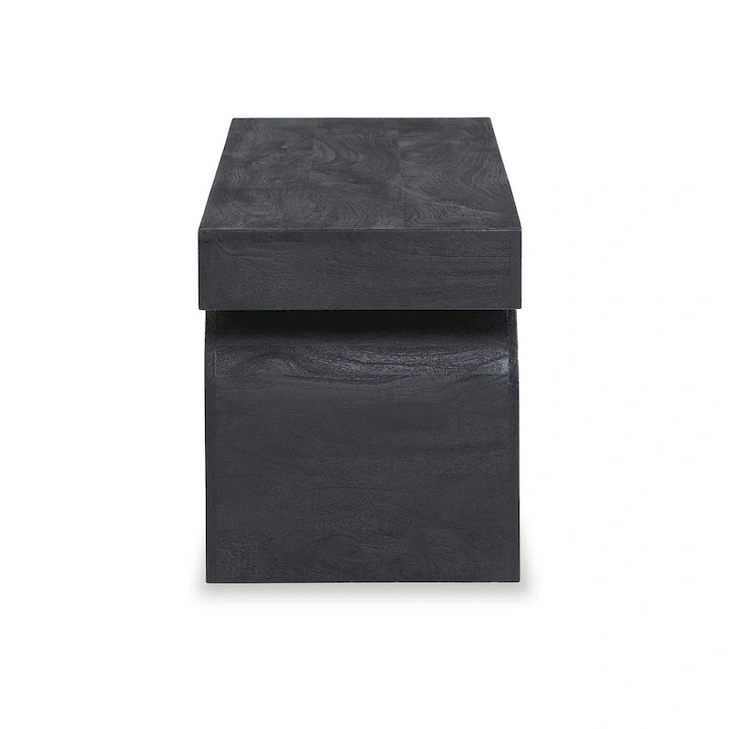 Panchina d'accento nera in legno massello con finitura sabbiata – 50W x 16D x 18.25H