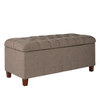 Panca in Legno con Rivestimento in Tessuto Testurizzato e Bottoni, con Contenitore a Cerniera - 45,7 A x 101,6 L x 45,7 P cm