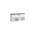 Panca da ingresso in legno grigio con scarpiera e seduta imbottita - 30P x 100L x 48A cm