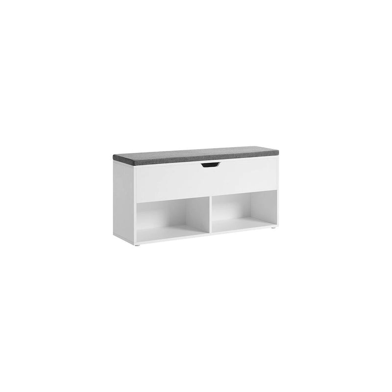 Panca da ingresso in legno grigio con scarpiera e seduta imbottita - 30P x 100L x 48A cm