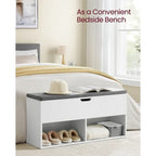 Panca da ingresso in legno grigio con scarpiera e seduta imbottita - 30P x 100L x 48A cm
