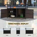 Carrello da Bar in Vimini a 3 Livelli con Piano in Vetro Temperato e Ruote Girevoli a 360°
