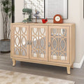Credenza con ante in vetro, mobile buffet a 3 ante a specchio