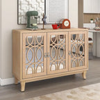 Credenza con ante in vetro, mobile buffet a 3 ante a specchio