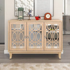 Credenza con ante in vetro, mobile buffet a 3 ante a specchio