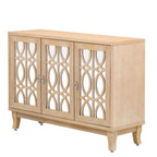 Credenza con ante in vetro, mobile buffet a 3 ante a specchio