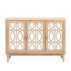 Credenza con ante in vetro, mobile buffet a 3 ante a specchio