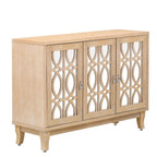 Credenza con ante in vetro, mobile buffet a 3 ante a specchio