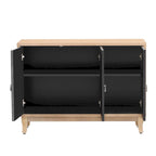 Credenza con ante in vetro, mobile buffet a 3 ante a specchio